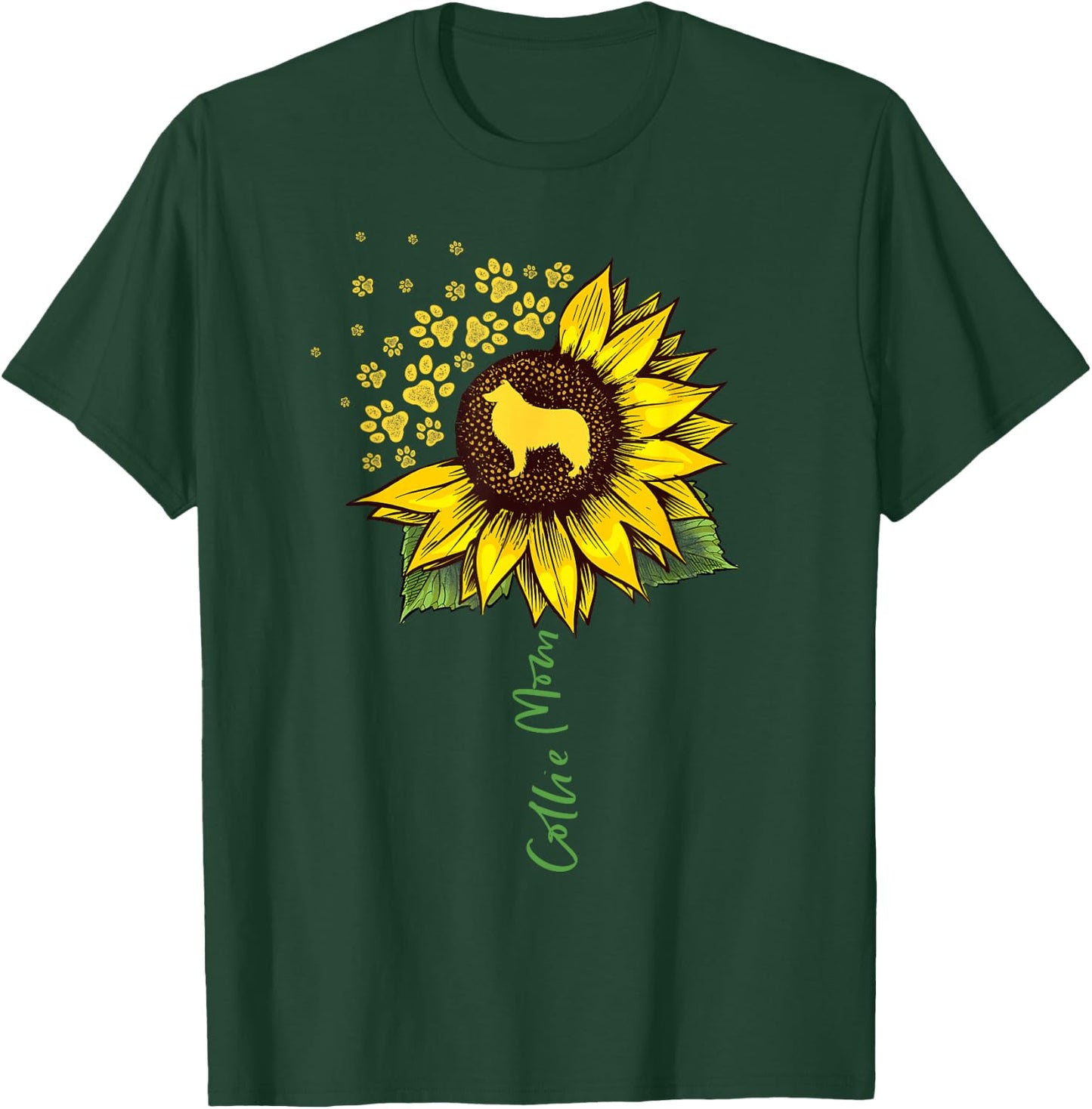 Collie Mom Sunflower Rough Collie Gifts Dog Mom Mama Men Women Kids T-Shirt - T-Shirt | Forest