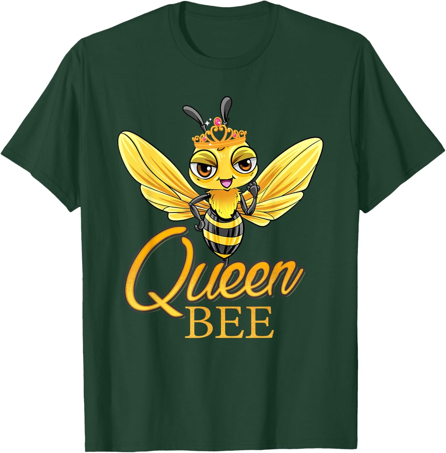 Queen Bee Crown Women Girls Mom Wife Daughter Honeybee T-Shirt - T-Shirt | Forest