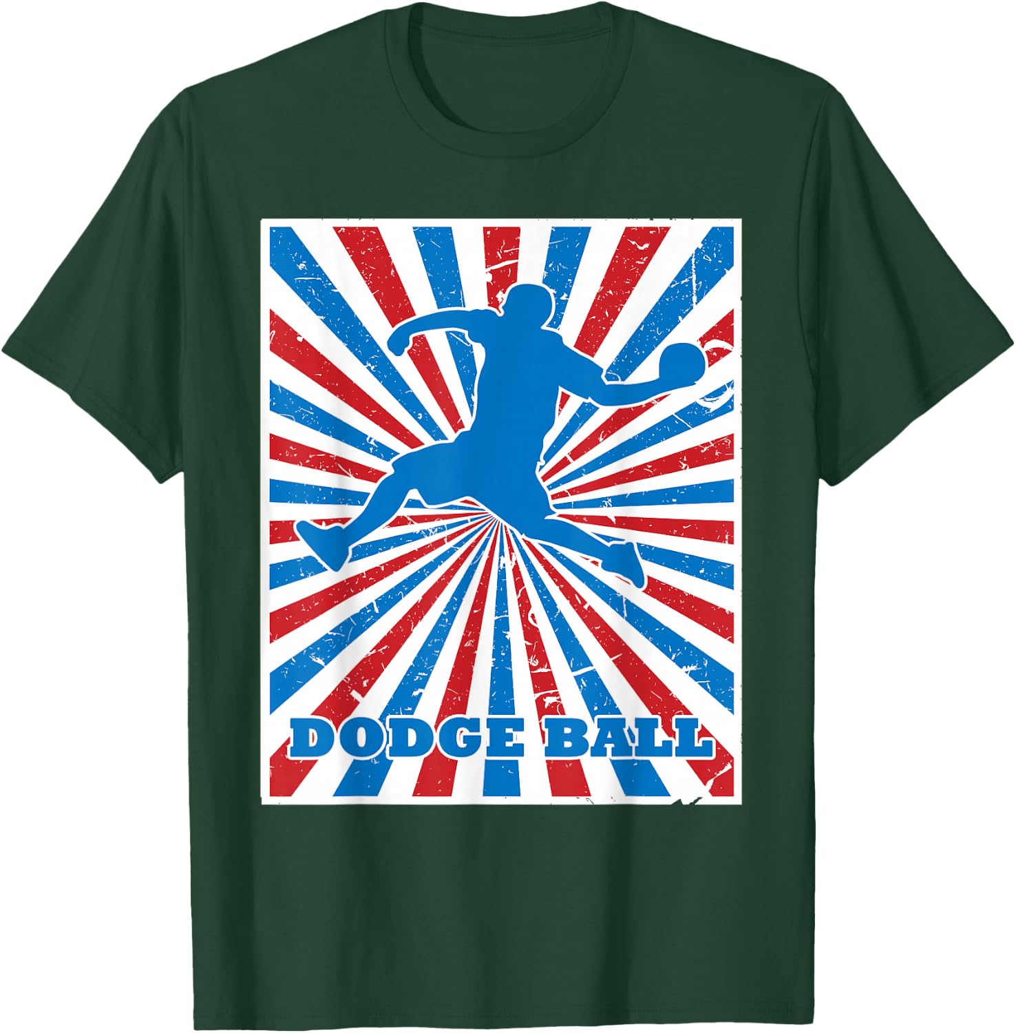 Vintage Dodgeball Player Red White Blue Stripes Sunburst T-Shirt - T-Shirt | Forest