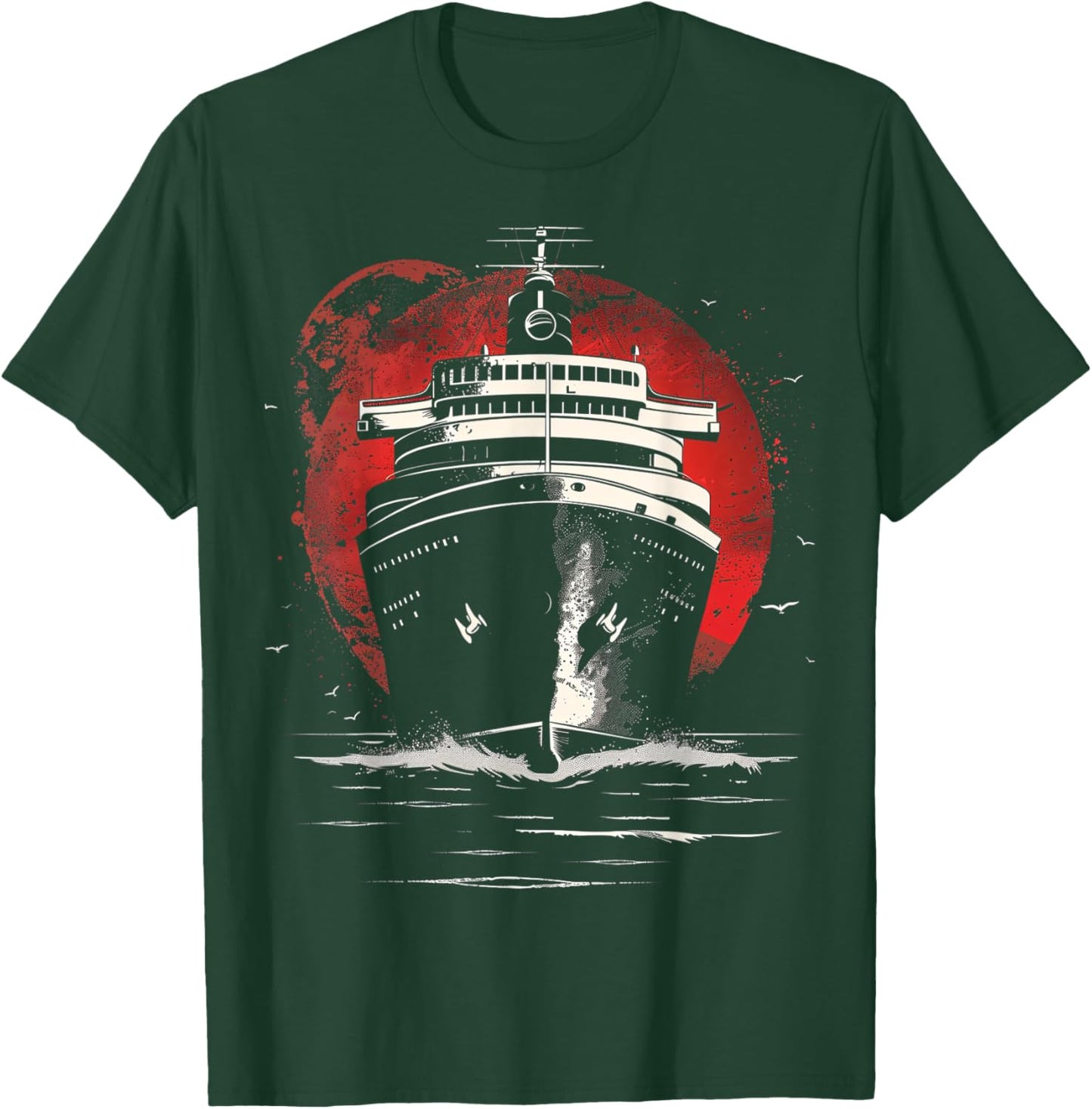 Nautical Red and Black Abstract Oceanliner T-Shirt - T-Shirt | Forest