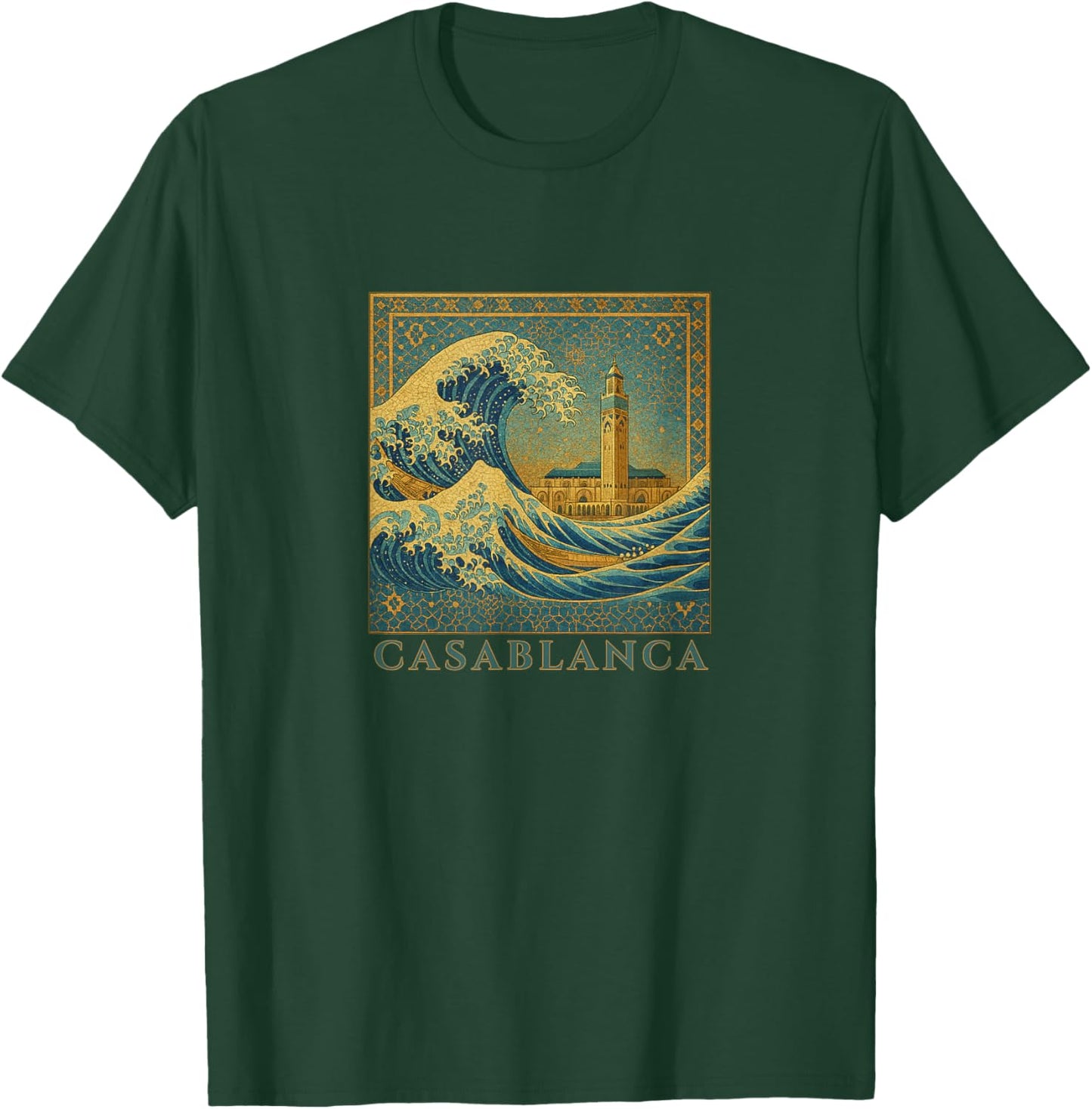 The Great Mosque Wave / Casablanca / Kanagawa Remix T-Shirt - T-Shirt | Forest