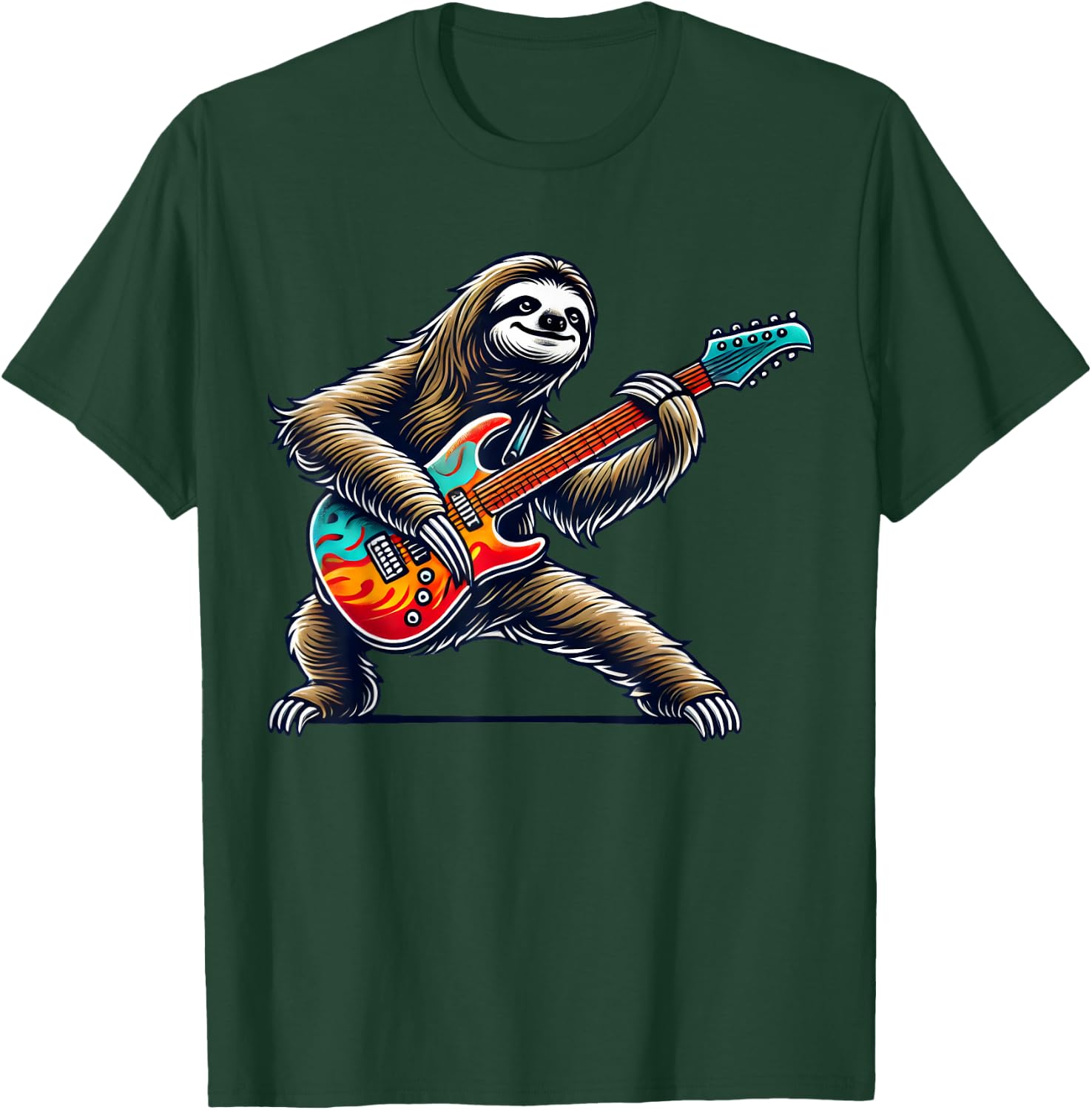 Cute Punk Sloth, Rock'n Roll Goth, Guitar Kids Rock Star T-Shirt - T-Shirt | Forest
