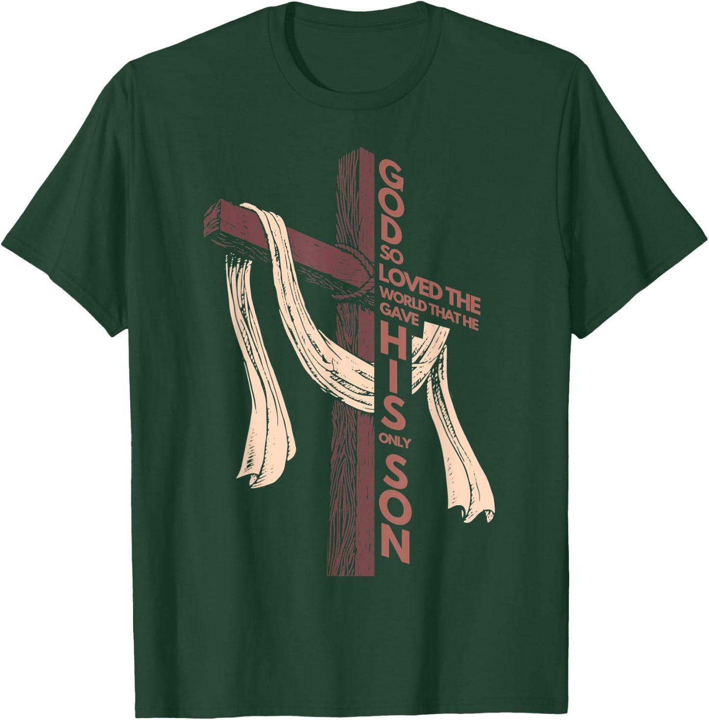 John 3:16 Christian Cross Bible T-Shirt - T-Shirt | Forest