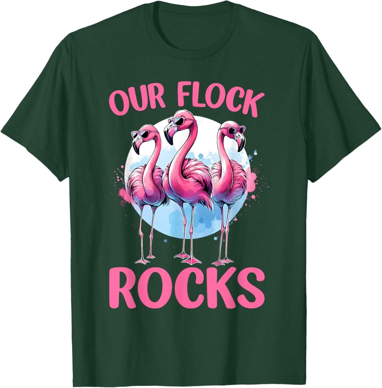 Our Flock Rocks Flamingos Lover Family Vacation Group T-Shirt - T-Shirt | Forest