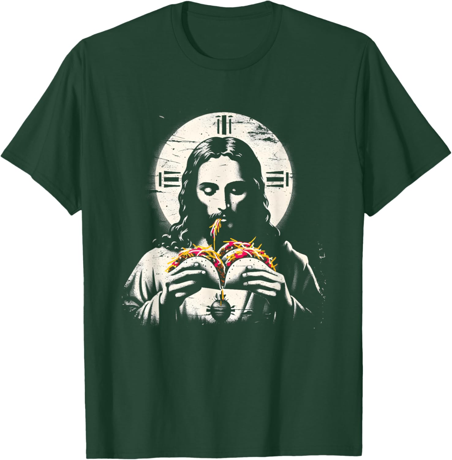 Jesus Eating Tacos - Funny Christian Religious Taco Lover T-Shirt - T-Shirt | Forest