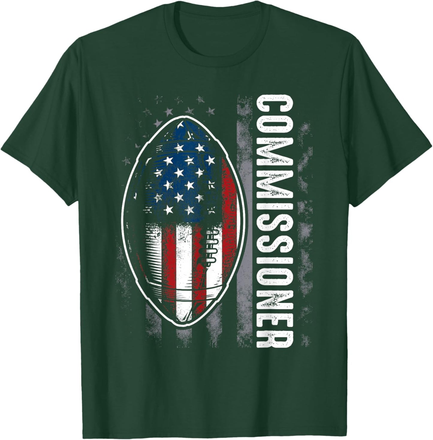 Commissioner Fantasy Football - American Commish Flag T-Shirt - T-Shirt | Forest