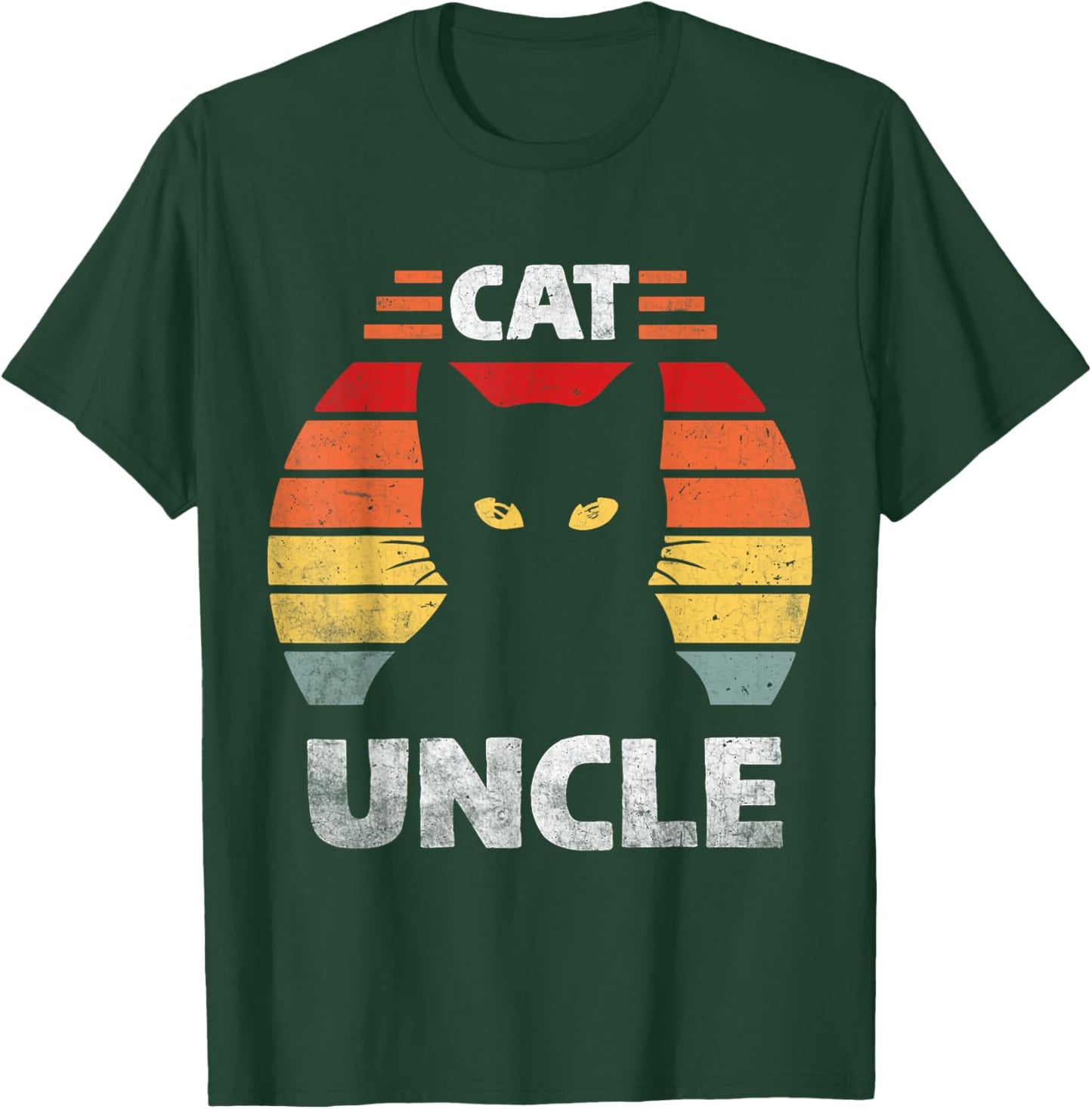 Cat Uncle Black Cat Men Cat Lover Retro Cat Themed Funn T-Shirt - T-Shirt | Forest