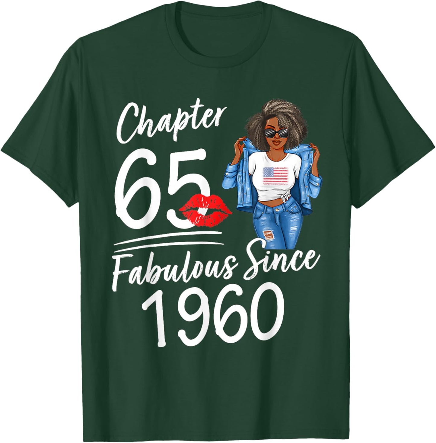 Chapter 65 Fabulous Since 1960 65th Birthday Afro Black Girl T-Shirt - T-Shirt | Forest