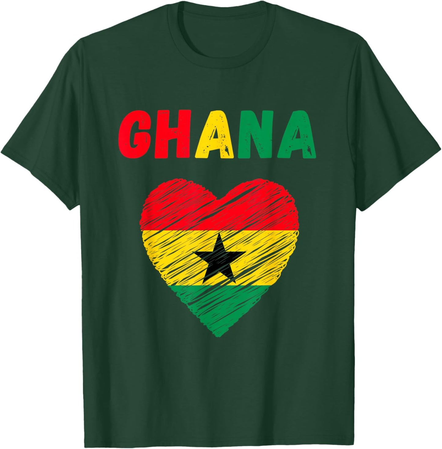 Ghana Flag Holiday Ghana Heart Ghanaian Flag T-Shirt - T-Shirt | Forest