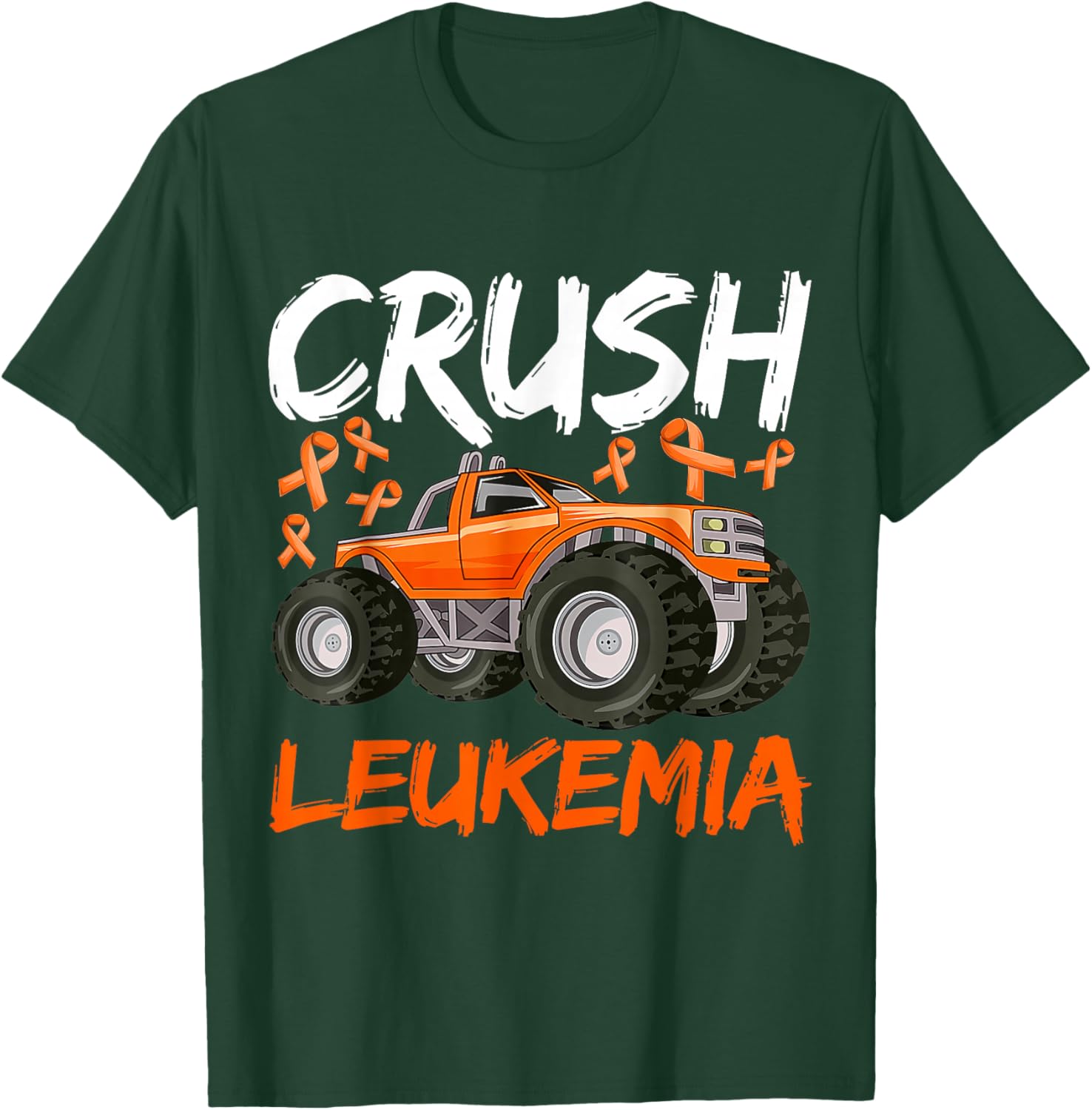 Monster Truck Orange Leukemia Awareness For Boy Kids Toddler T-Shirt - T-Shirt | Forest
