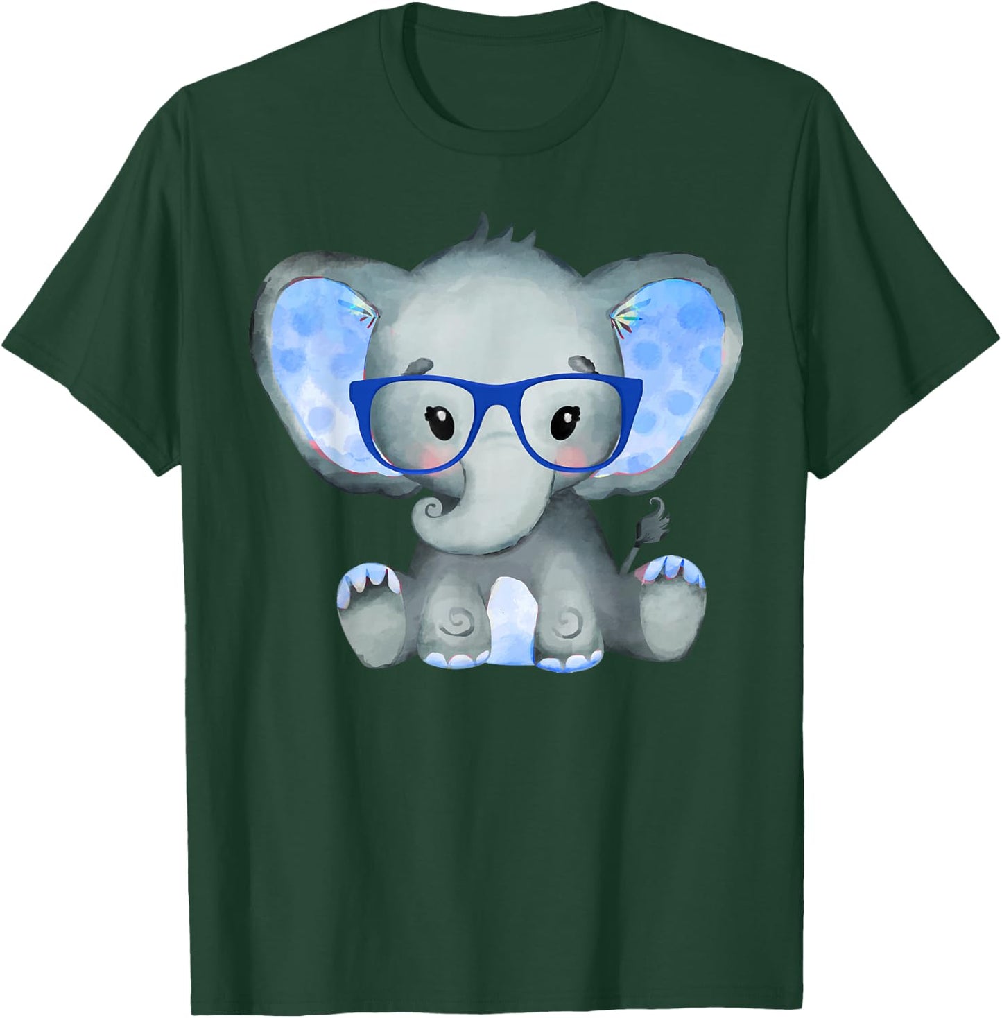 Cute Boy Baby Elephant Wearing Blue Glasses Gift Kids T-Shirt - T-Shirt | Forest