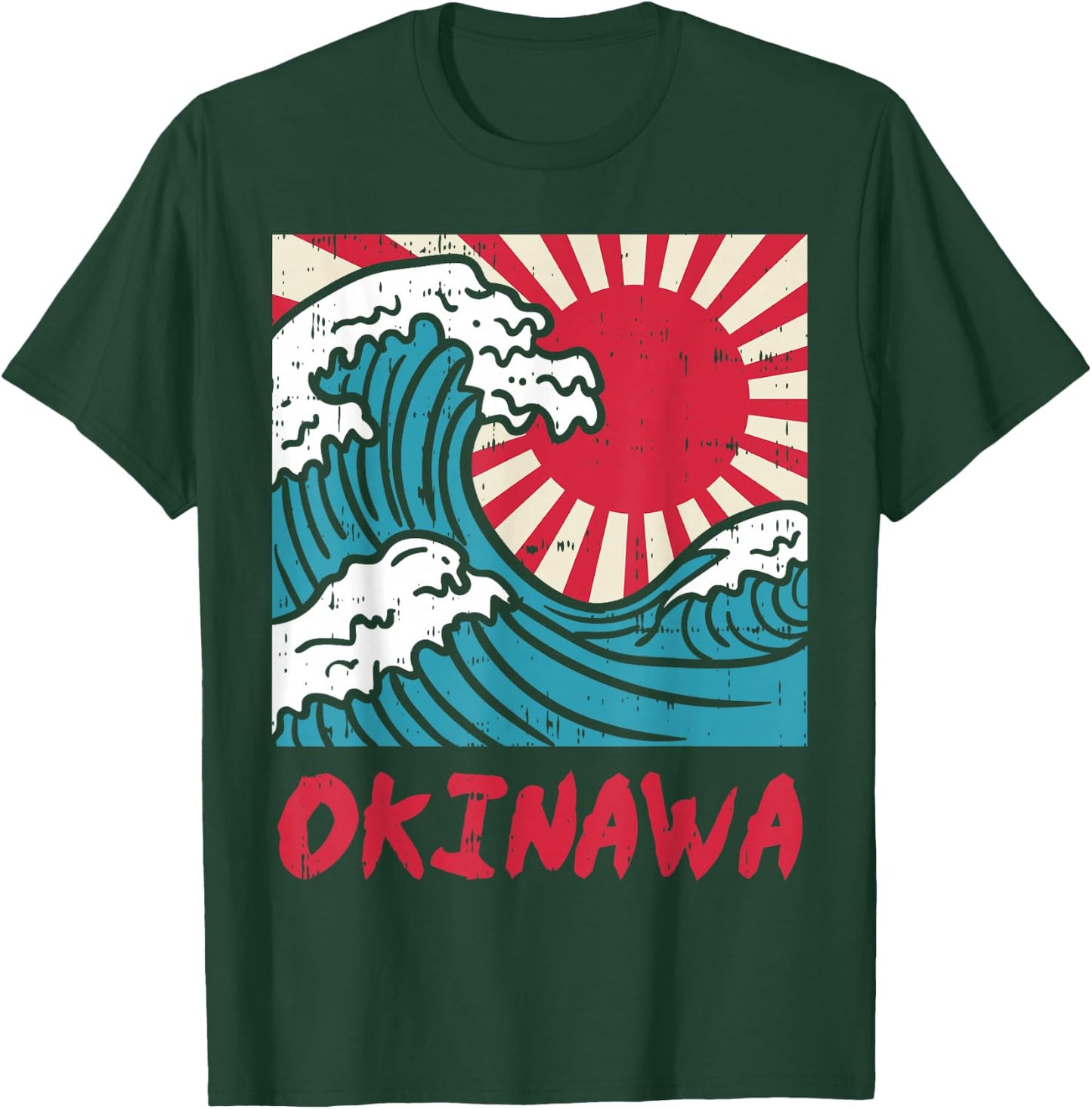 Okinawa Great Wave Kanigawa Japan Japanese Martial Arts Gift T-Shirt - T-Shirt | Forest