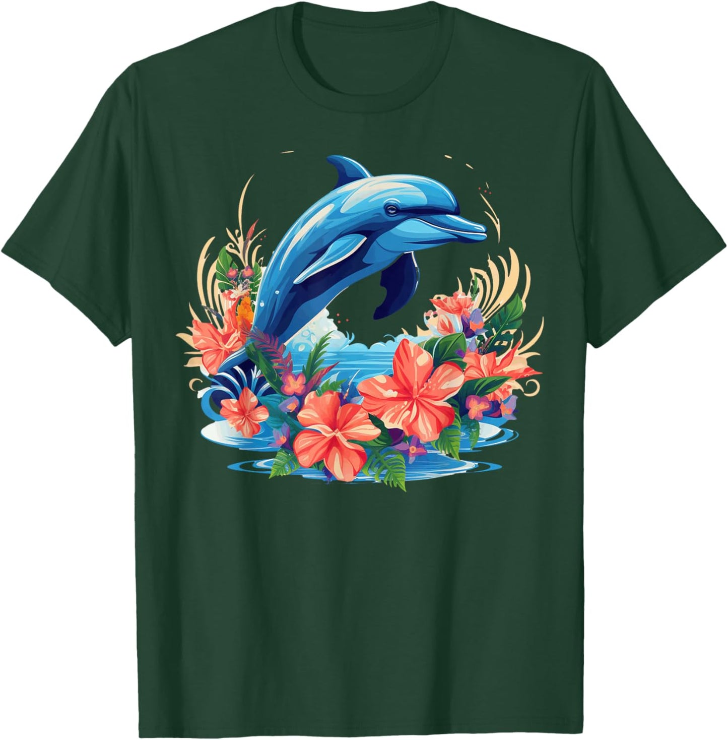 Dolphin Hawaiian T-Shirt - T-Shirt | Forest