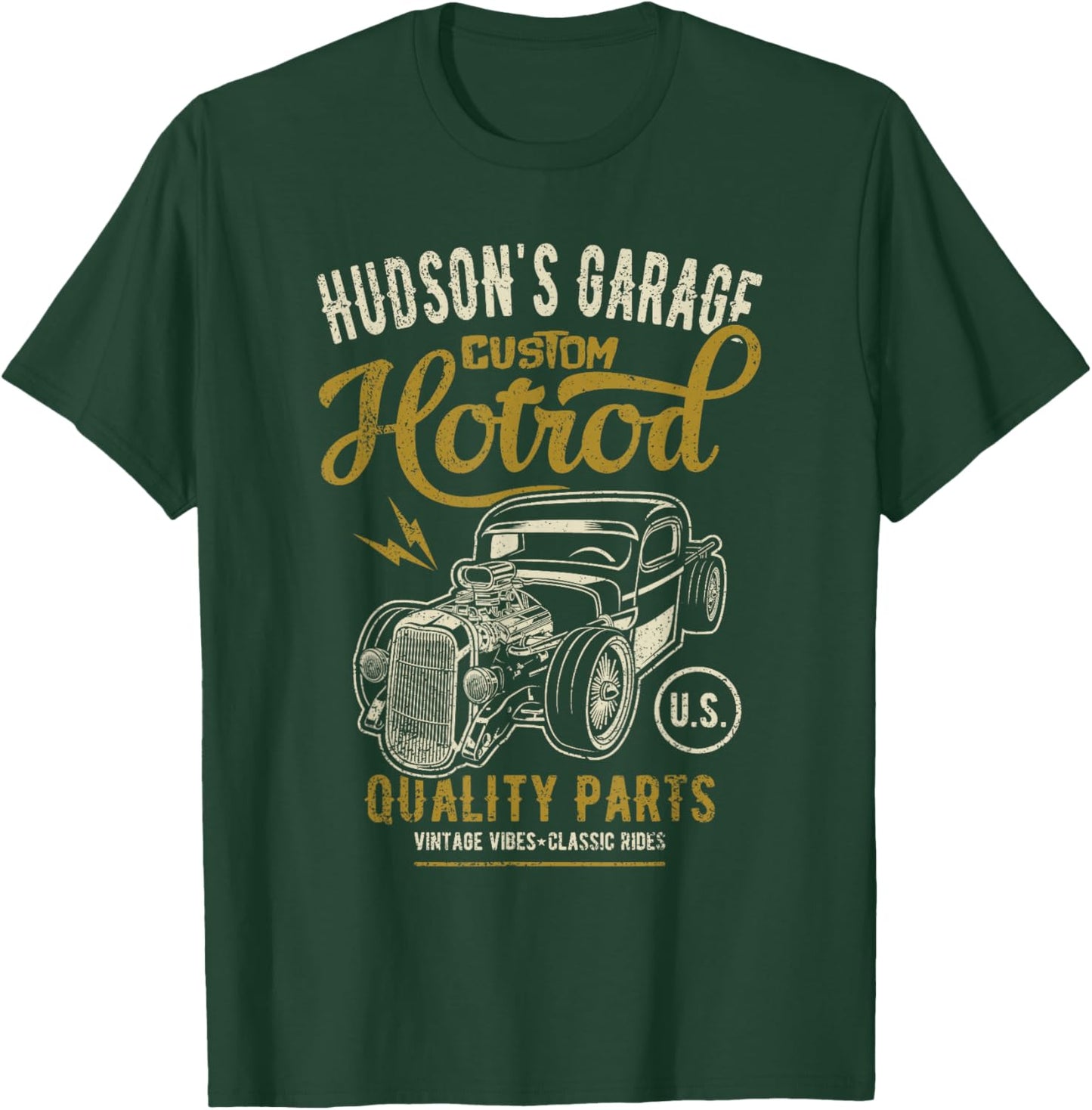 Hudson's Hotrod Garage Classic Car Hudson Design T-Shirt - T-Shirt | Forest