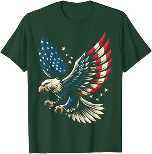 Bald Eagle Patriotic American Flag 4th of July T-Shirt - T-Shirt | Forest