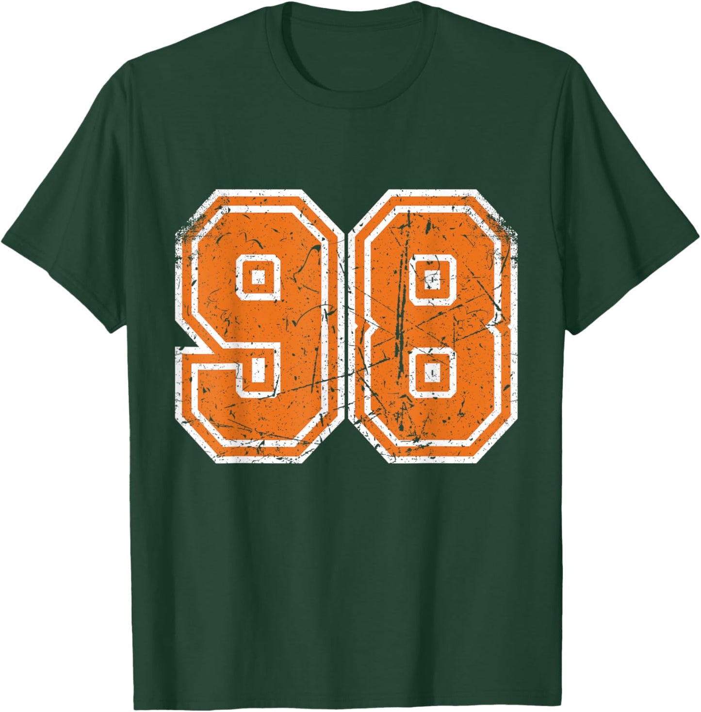Sports Legendz -Adult Vintage Number #98 Orange Varsity Number T-Shirt - T-Shirt | Forest