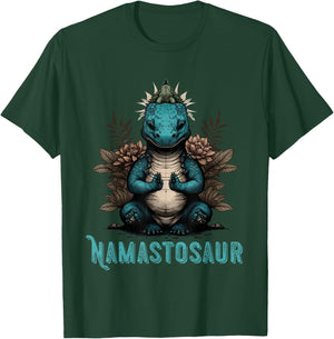 Meditation Dino T-Rex Buddhism Namaste Guatama Buddha T-Shirt - T-Shirt | Forest