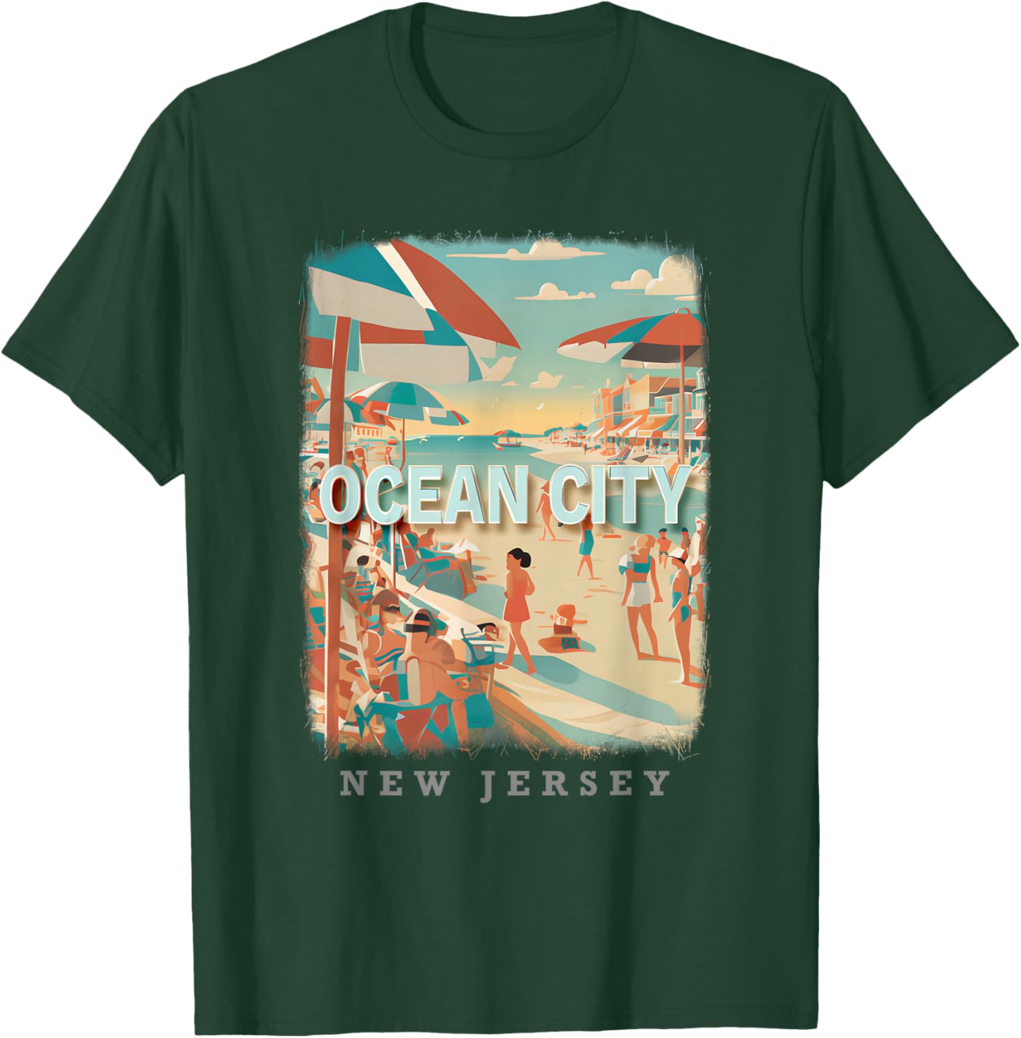 Ocean City New Jersey NJ Boardwalk Bliss SD105 T-Shirt - T-Shirt | Forest