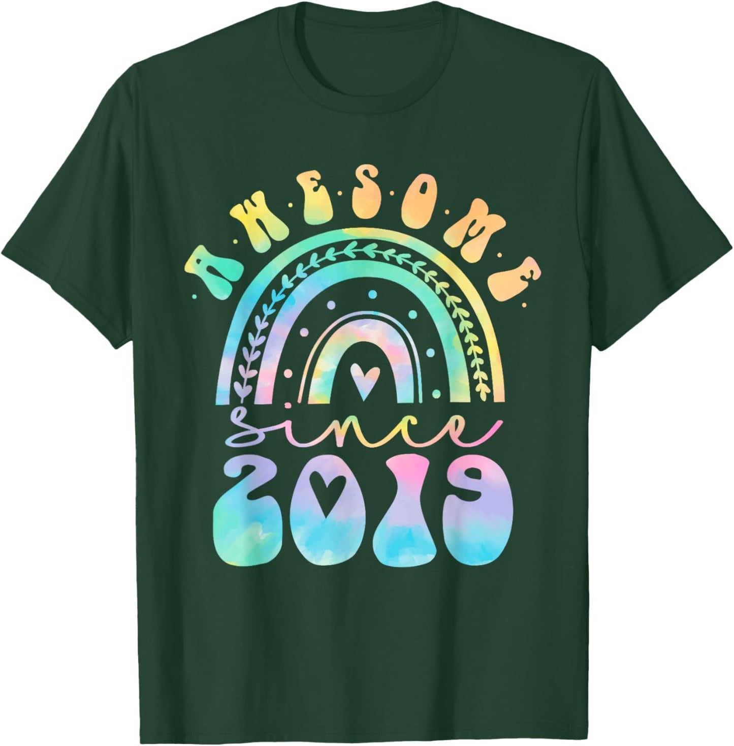 Awesome Since 2019 4 Year Old Rainbow Tie Dye 4th Birthday T-Shirt - T-Shirt | Forest