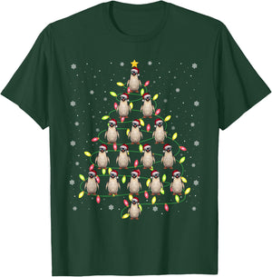 Penguin Santa Christmas Tree Lights Ugly Sweater Style T-Shirt - T-Shirt | Forest