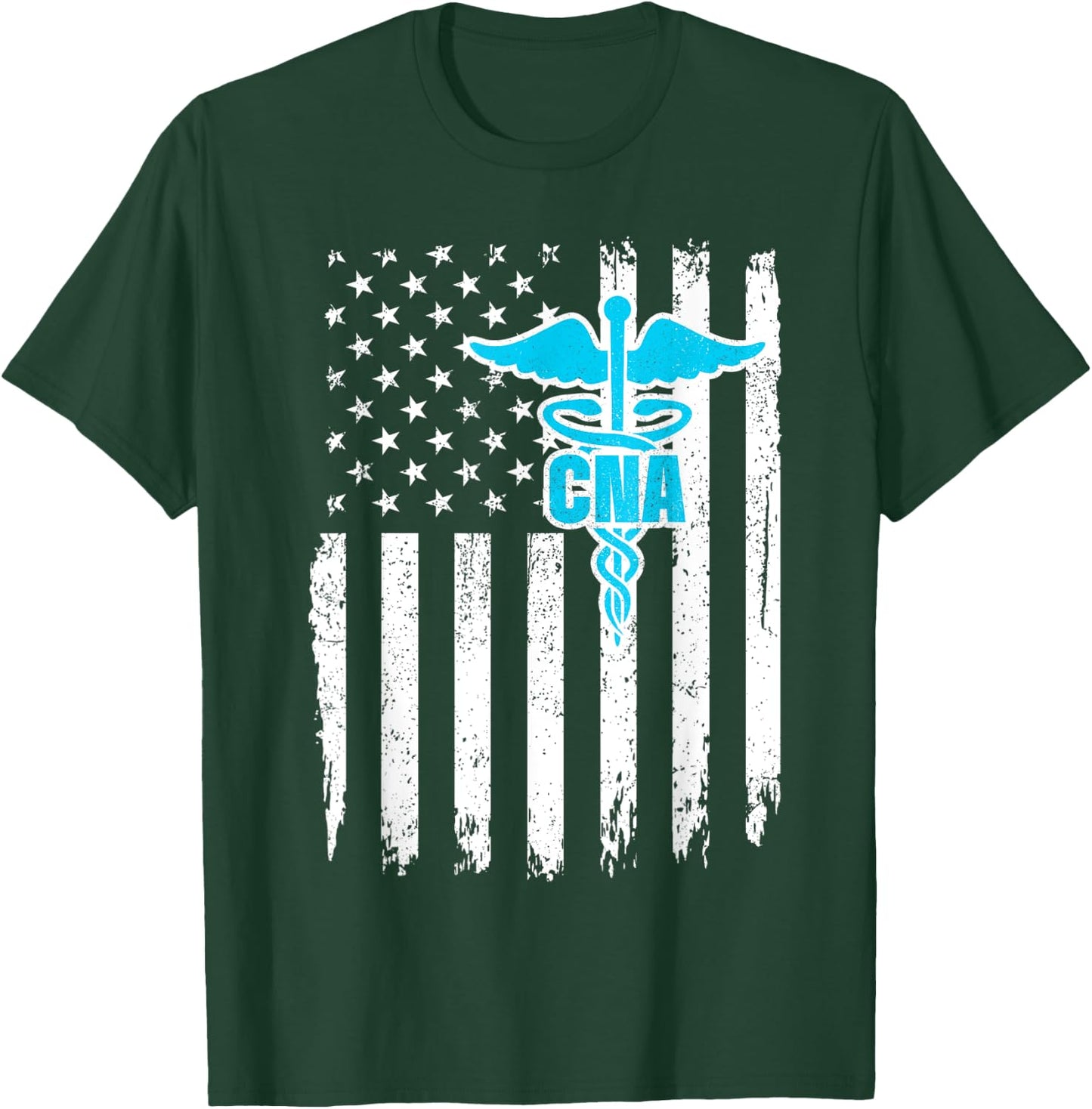 CNA USA Flag Certified Nursing Assistant Men T-Shirt - T-Shirt | Forest