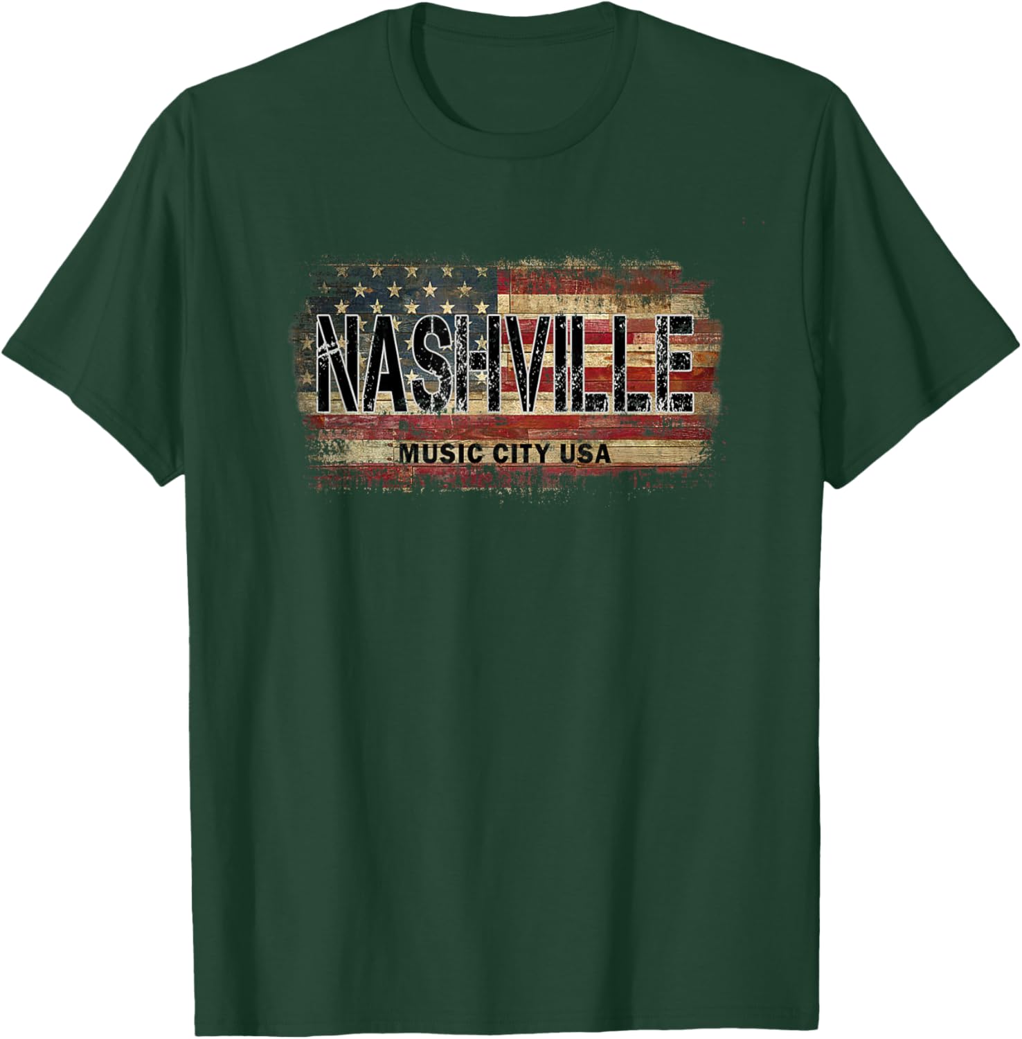Vintage American Flag Nashville T-Shirt - T-Shirt | Forest
