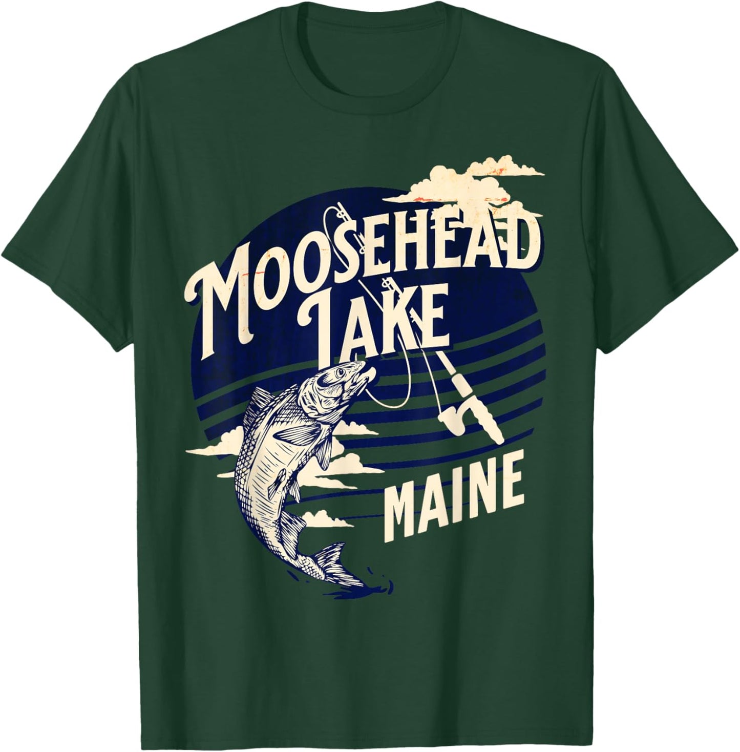Moosehead Lake Maine Fly Fishing Trout Bass Fisher Souvenir T-Shirt - T-Shirt | Forest