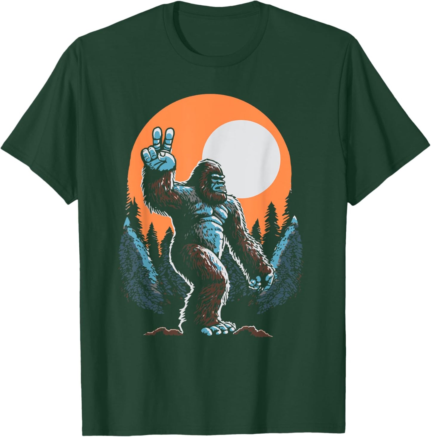 Peace! Sasquatch Hand Peace Sign Bigfoot Vintage Yeti T-Shirt - T-Shirt | Forest