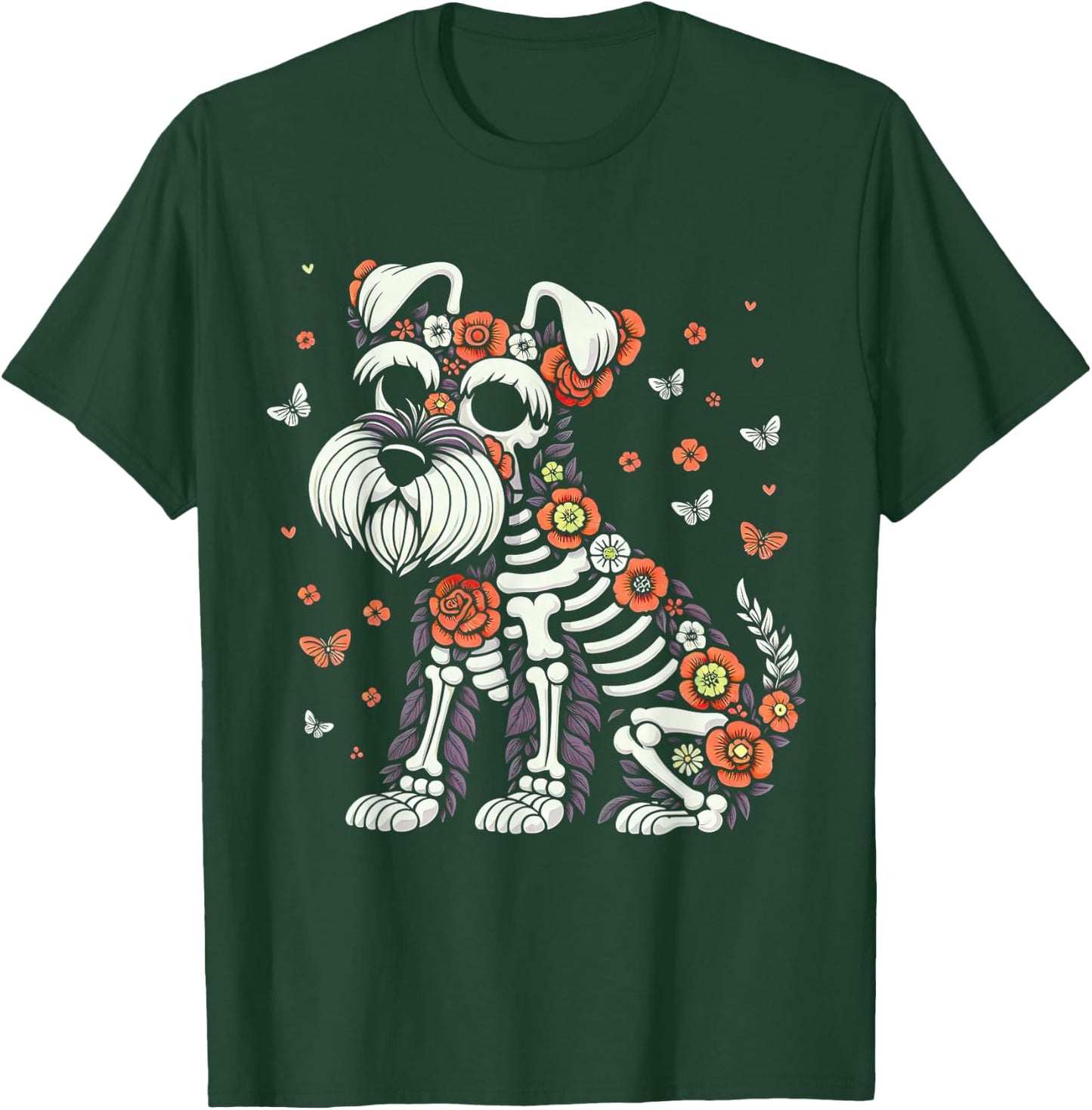Dia de Los Muertos Schnauzer Sugar Skull Mexican Dogs Lovers T-Shirt - T-Shirt | Forest