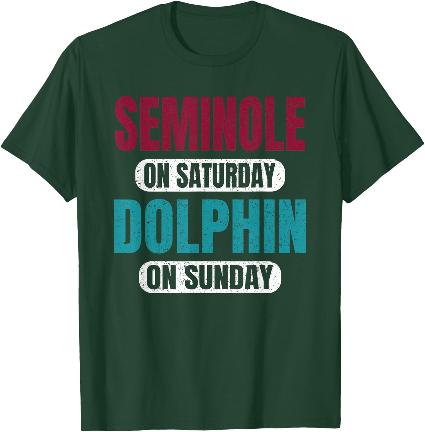 Seminole On Saturday Dolphin On Sunday Sports Fans Vintage T-Shirt - T-Shirt | Forest