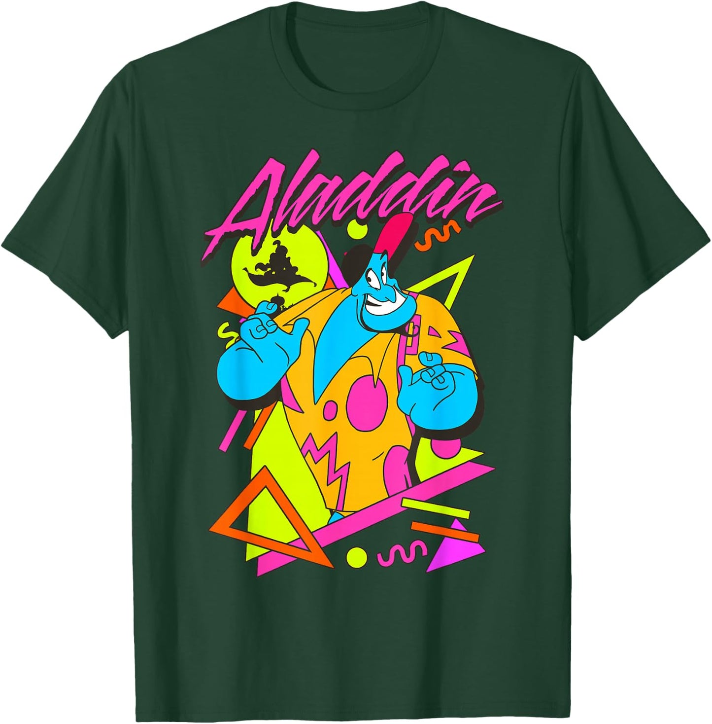 Disney Aladdin Genie Retro Abstract 90's Print Graphic T-Shirt - T-Shirt | Forest