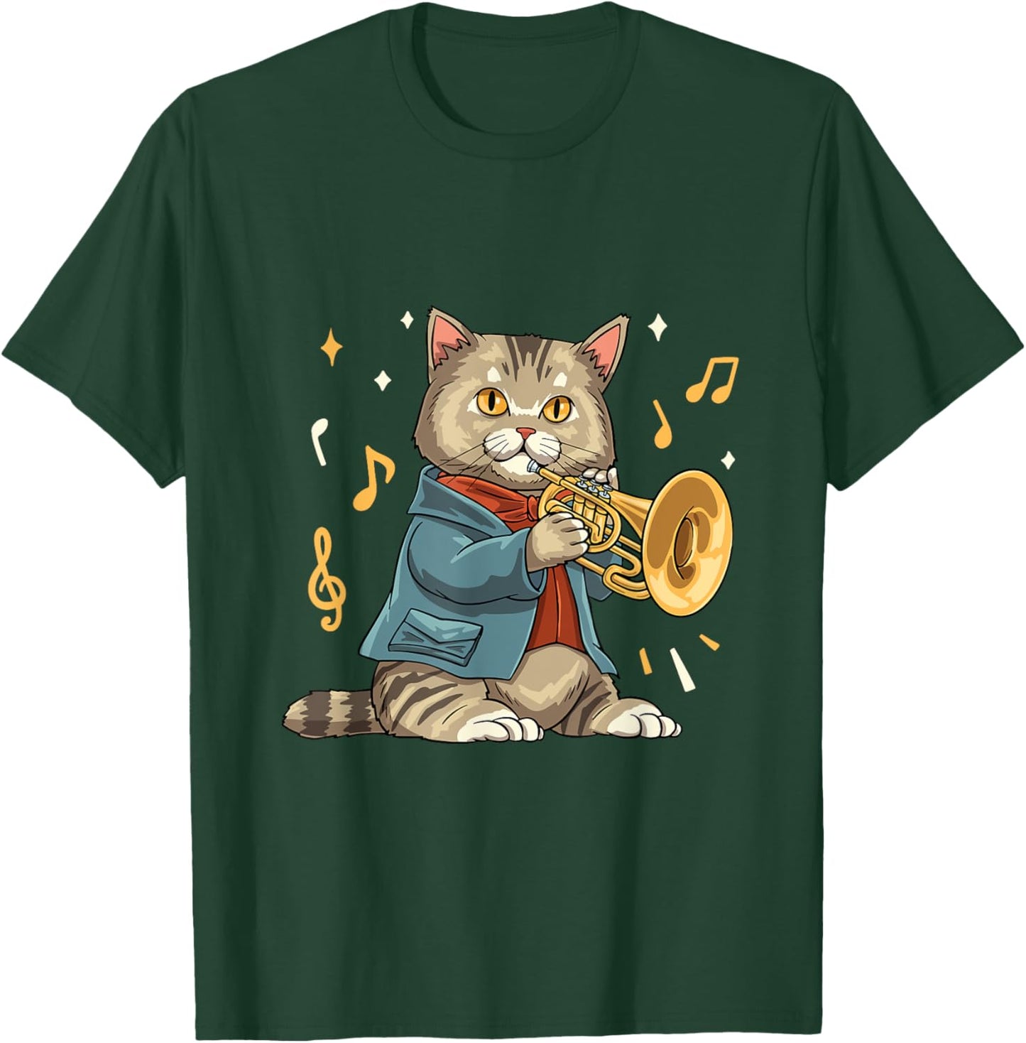 Mellophonist Musical Instrument Mellophone Player Cat T-Shirt - T-Shirt | Forest