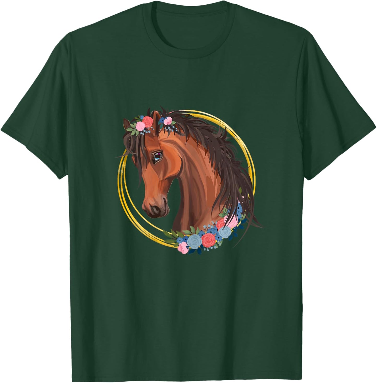 Horse Lover Shirt Girls Horseback Riding Equestrian Horse T-Shirt - T-Shirt | Forest