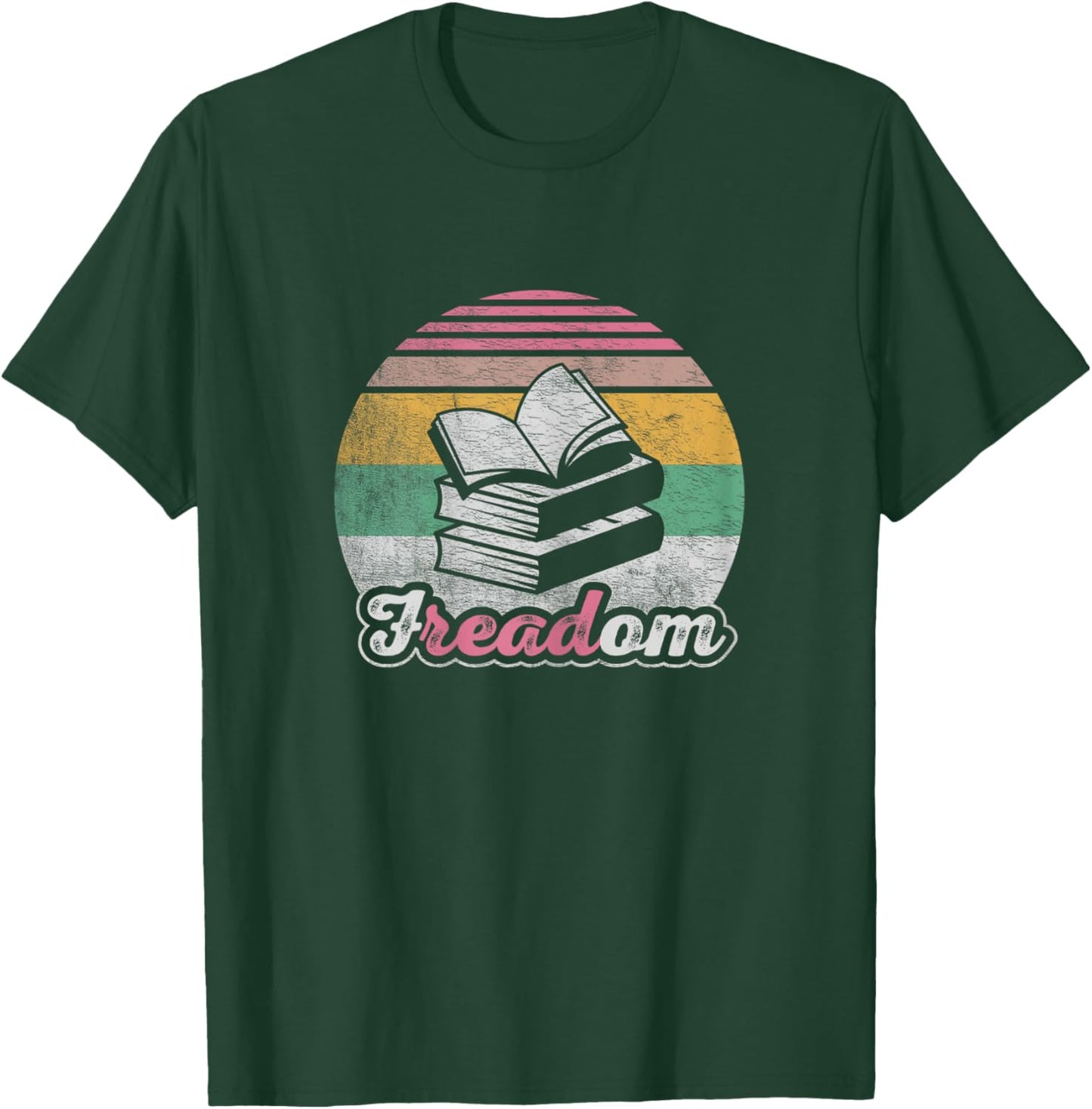 Retro Vintage fREADom Anti Ban Books Freedom To Read T-Shirt - T-Shirt | Forest