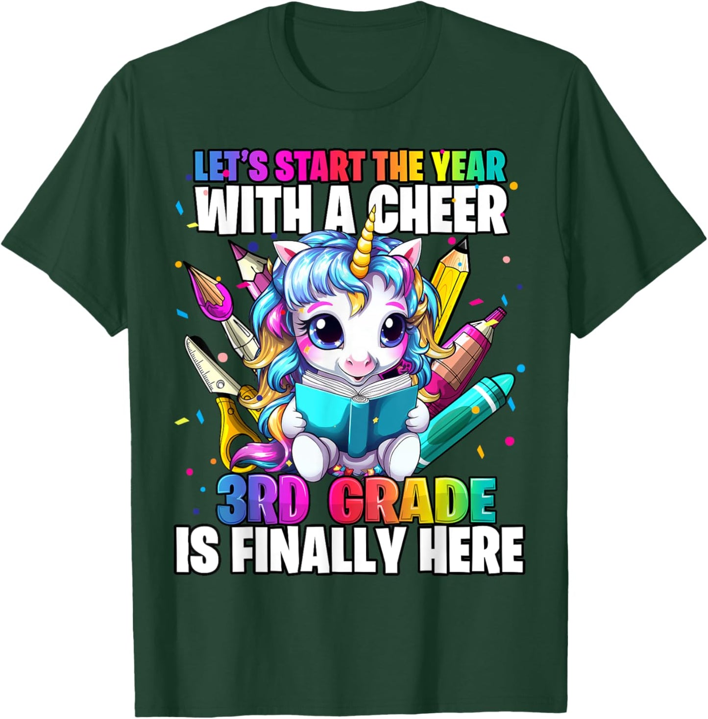 Unicorn 3rd Grade Back to School First Day of School Girls T-Shirt - T-Shirt | Forest