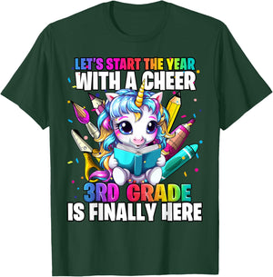 Unicorn 3rd Grade Back to School First Day of School Girls T-Shirt - T-Shirt | Forest