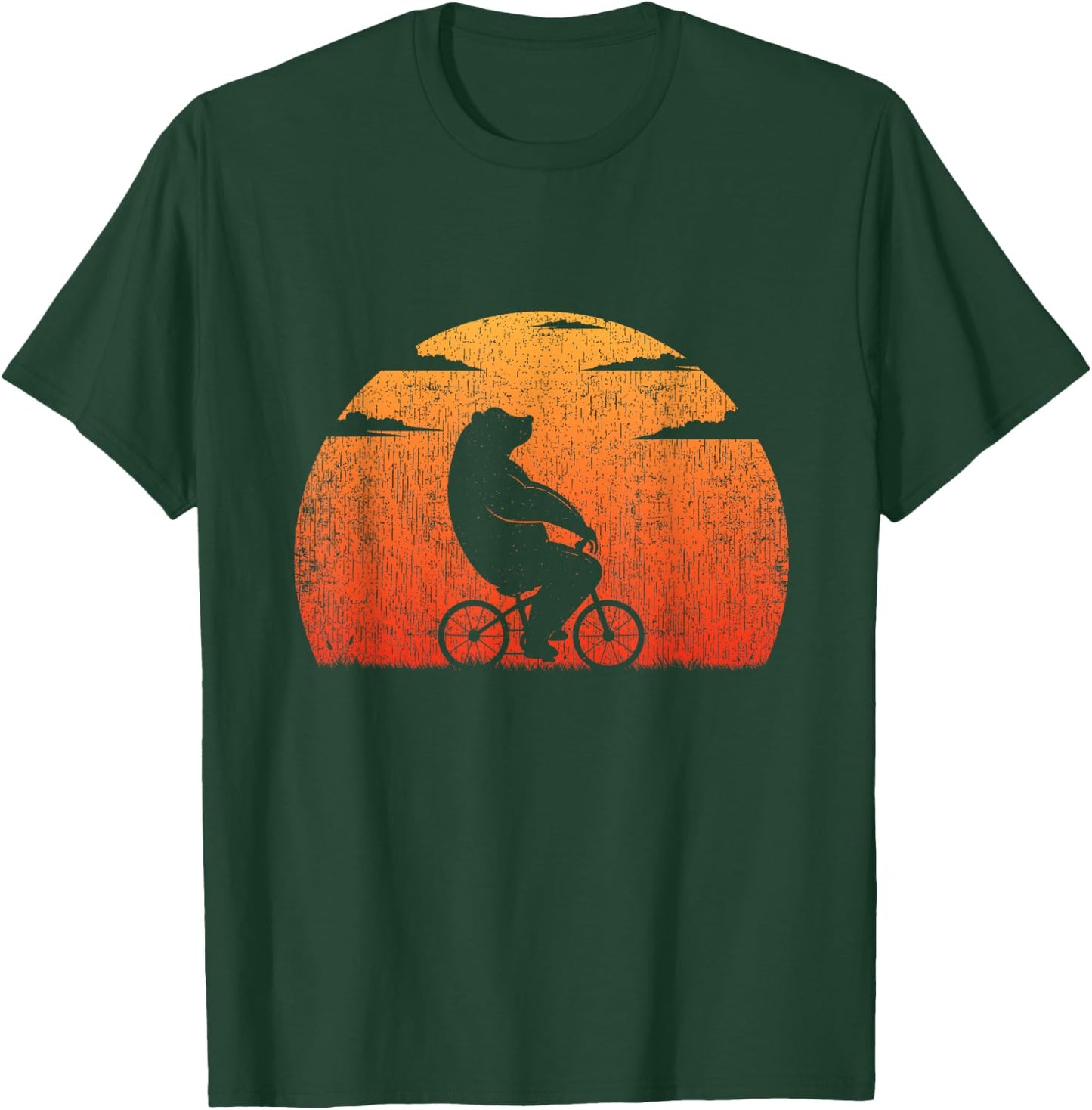 Vintage Funny Bear Cycling Mountain Bike Retro Bicycle T-Shirt - T-Shirt | Forest