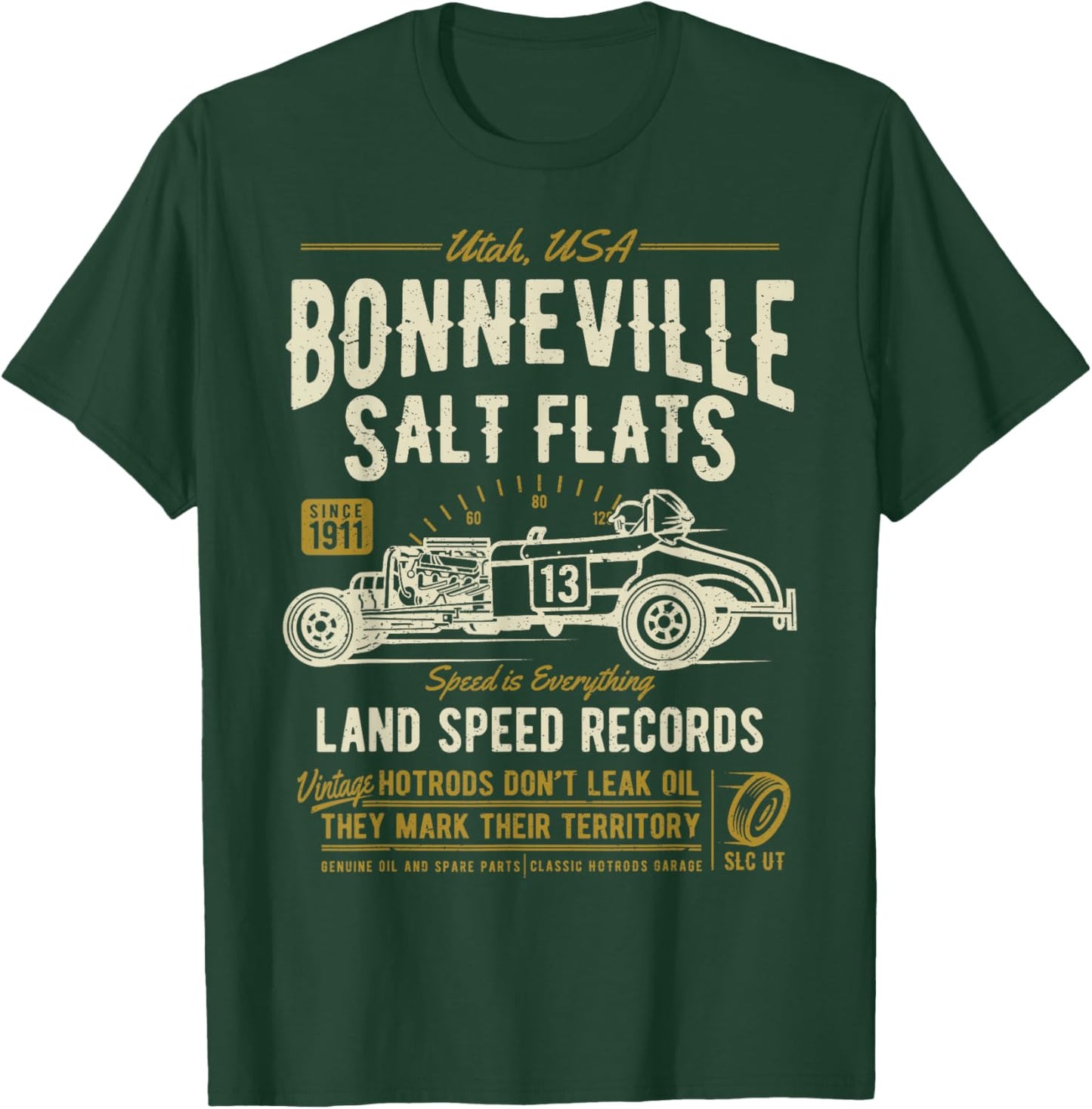 Retro Bonneville Salt Flats Utah Vintage Hotrod Design T-Shirt - T-Shirt | Forest