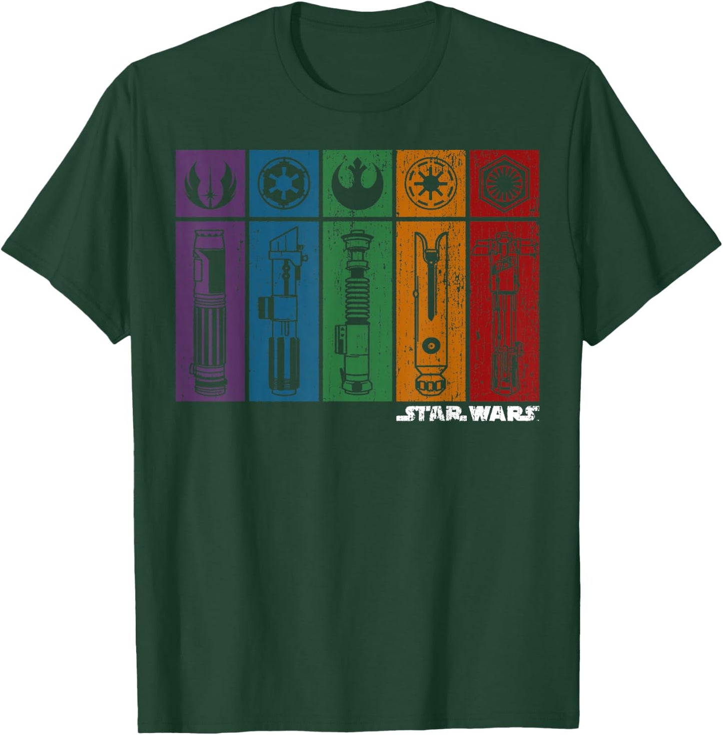 Star Wars Light Saber Rainbow Panels T-Shirt - T-Shirt | Forest