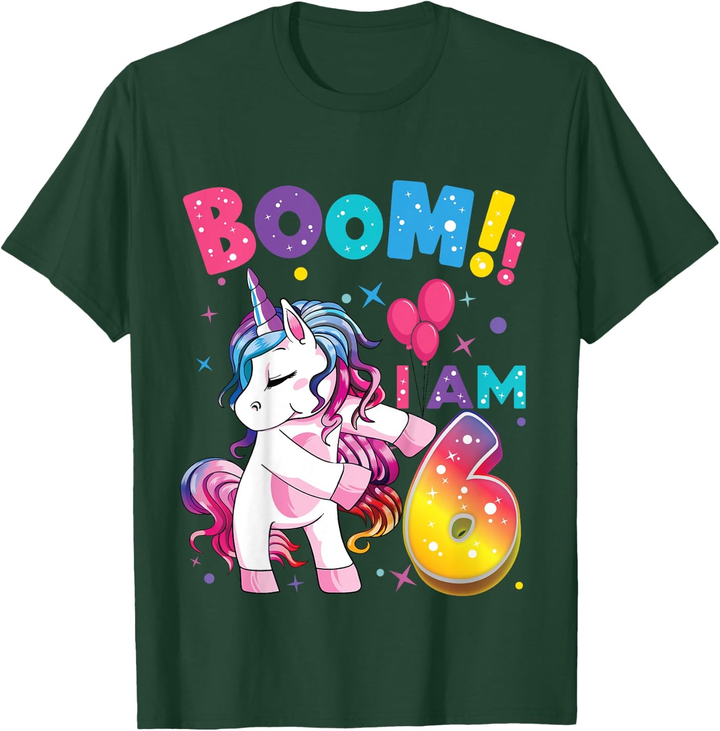 6 Years Old Unicorn Flossing 6th Birthday Girl Unicorn Party T-Shirt - T-Shirt | Forest