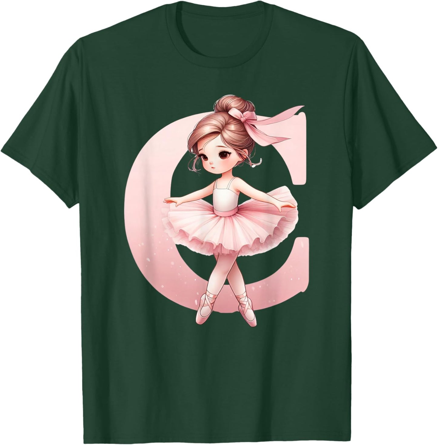 Ballerina Girl Dancing Name First Letter C Girly Tutu Ballet T-Shirt - T-Shirt | Forest