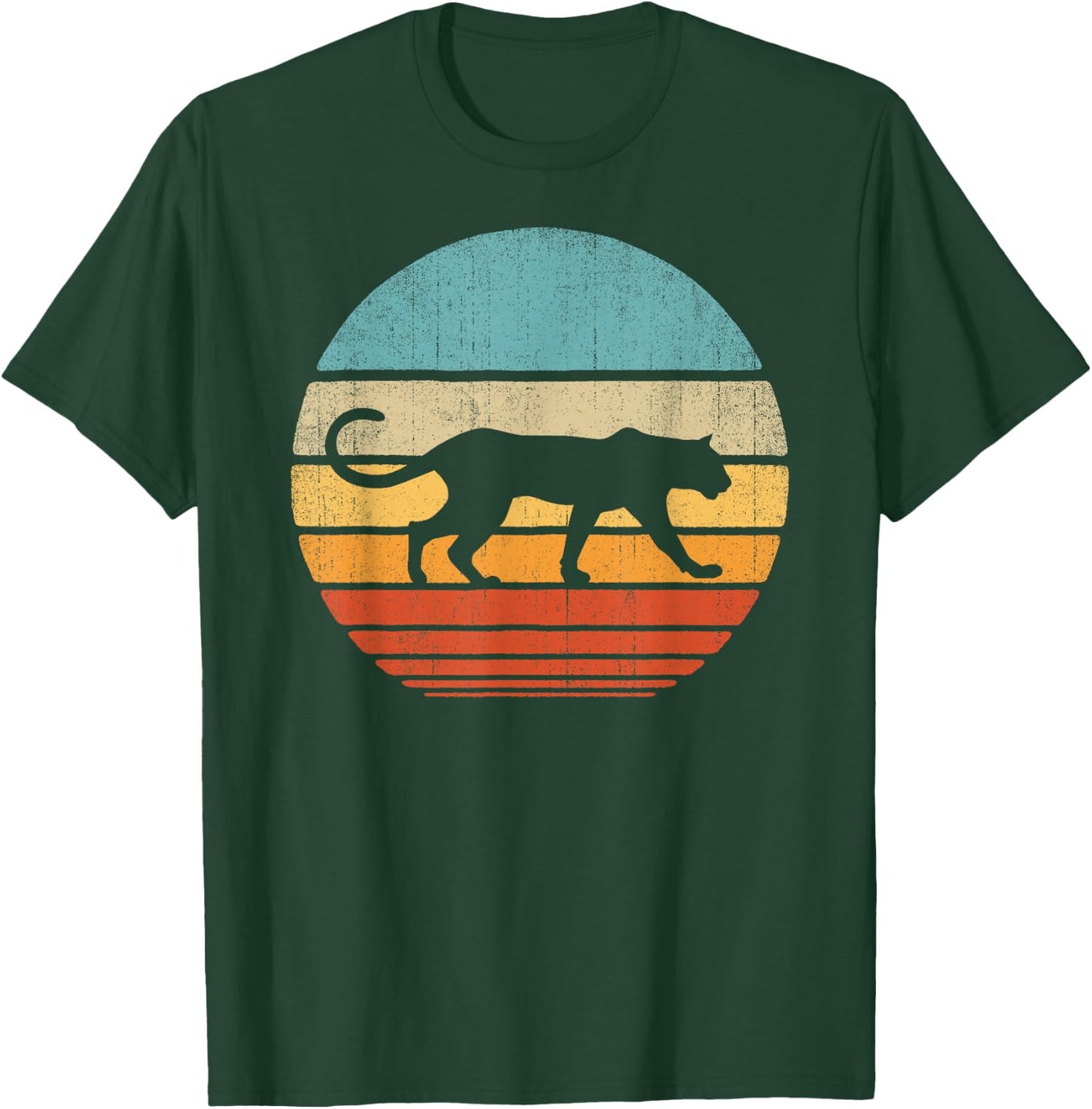 Cougar Retro Vintage 60s 70s Sunset Mammal Animal Men Women T-Shirt - T-Shirt | Forest