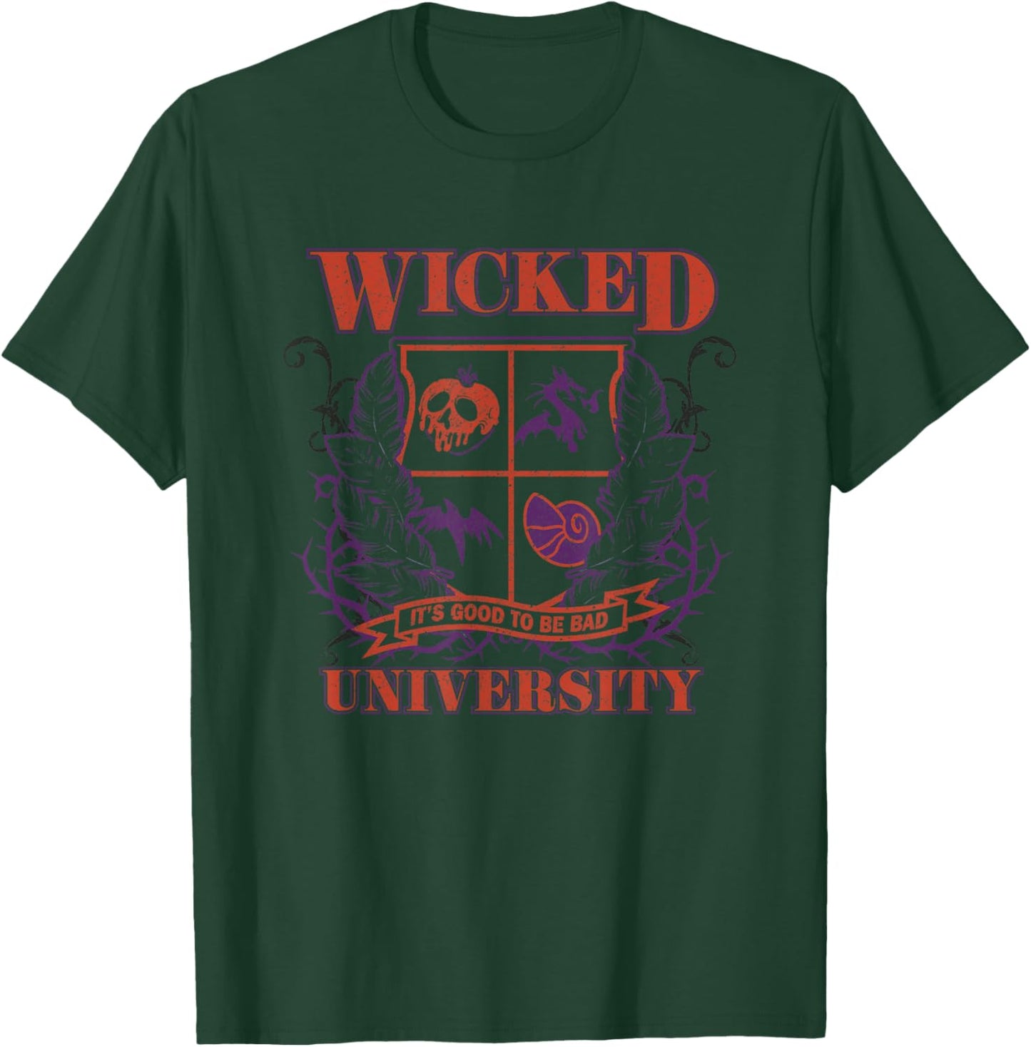 Disney Villains Wicked University Good To Be Bad Retro Logo T-Shirt - T-Shirt | Forest