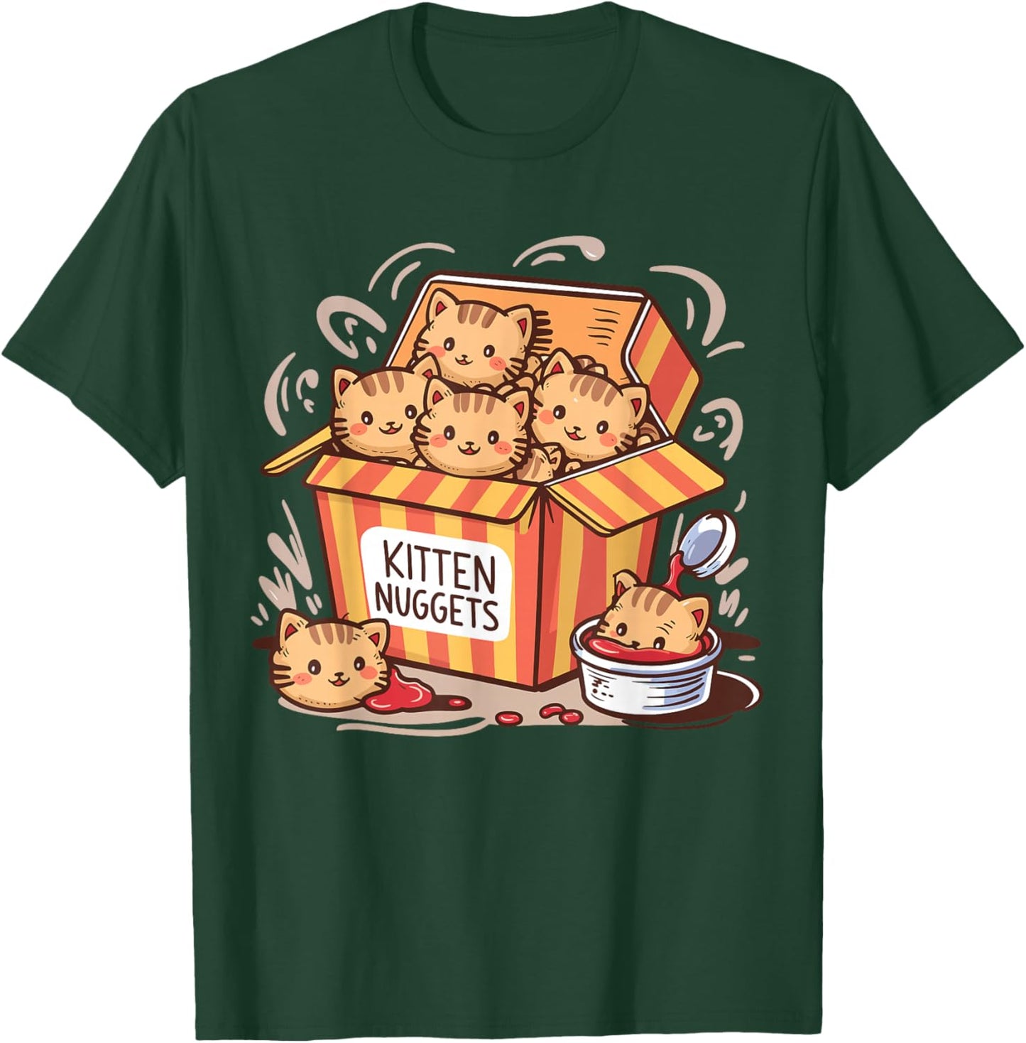 Kitten Nuggets Food Pun Cat Lover Chicken Nuggets T-Shirt - T-Shirt | Forest