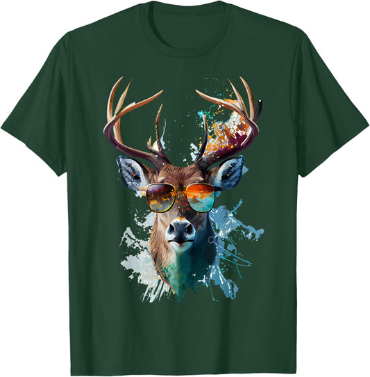 Cooler Hirsch mit Sonnenbrille T-Shirt - T-Shirt | Forest