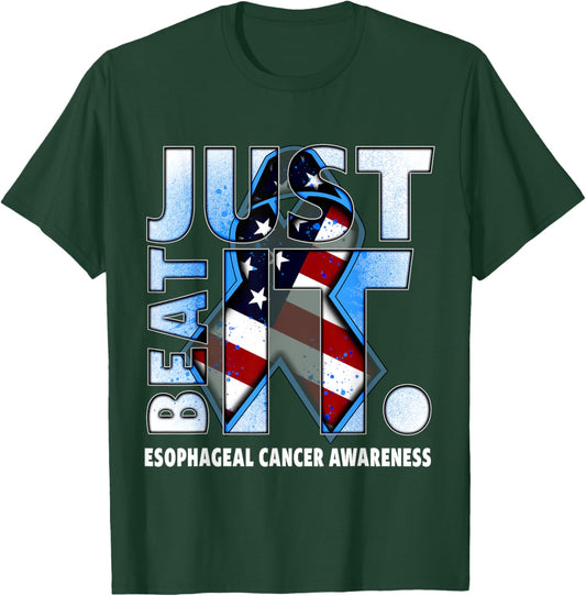 Just Beat It Esophageal Cancer Awareness American Flag T-Shirt - T-Shirt | Forest