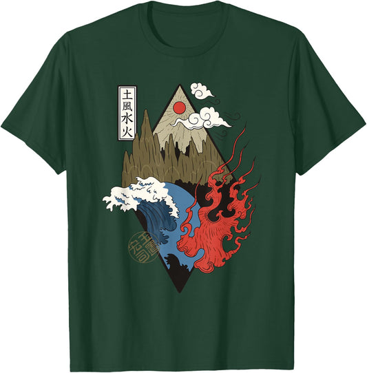 Four elements, water, air, fire, earth design T-Shirt - T-Shirt | Forest