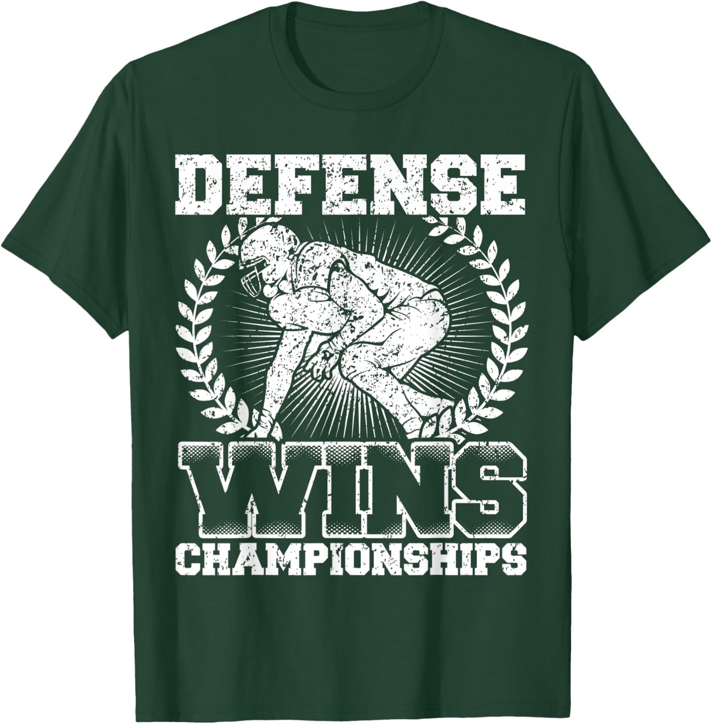 Defense wins Championships | Football Defence Lineman T-Shirt - T-Shirt | Forest