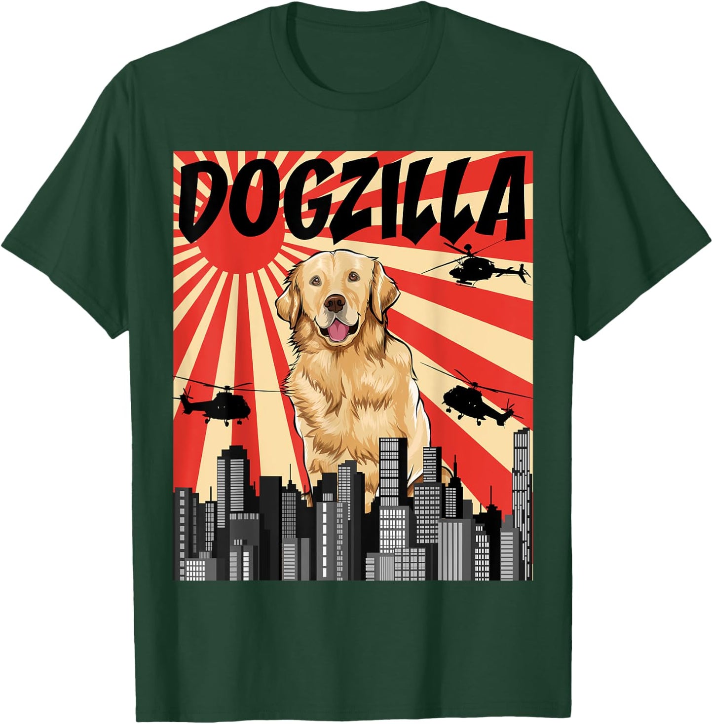 Funny Retro Japanese Dogzilla Golden Retriever T-Shirt - T-Shirt | Forest