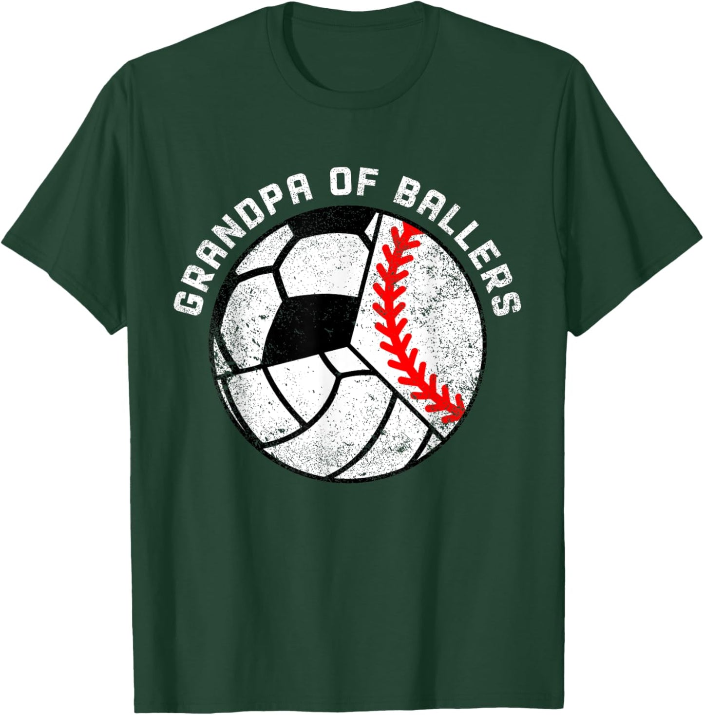Grandpa Of Ballers Funny Baseball Volleyball Soccer Grandpa T-Shirt - T-Shirt | Forest